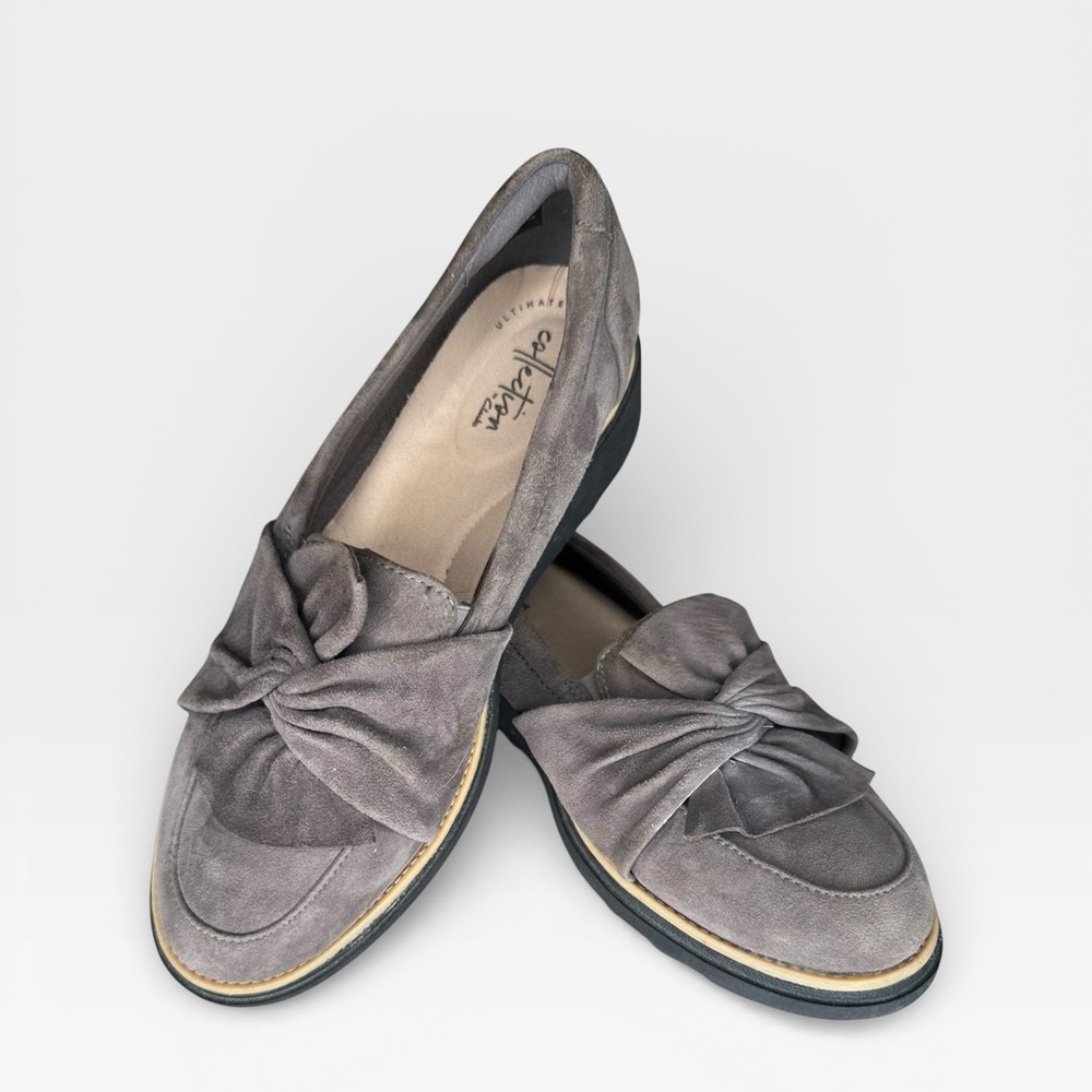 Clarks Collection Sharon Dasher Gray Suede Slip-On Loafer – Women’s Size 8